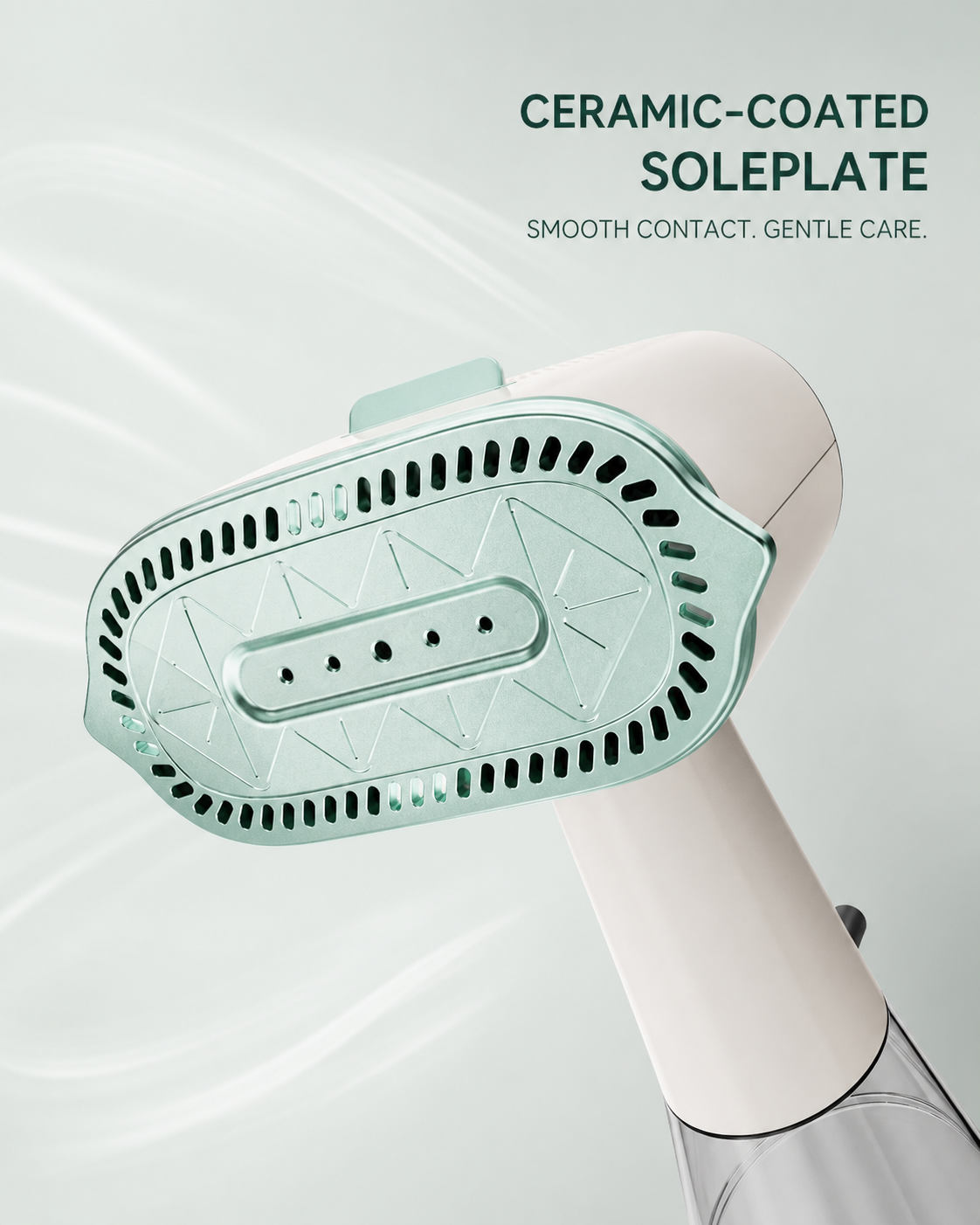 Close view of the ceramic-coated soleplate
