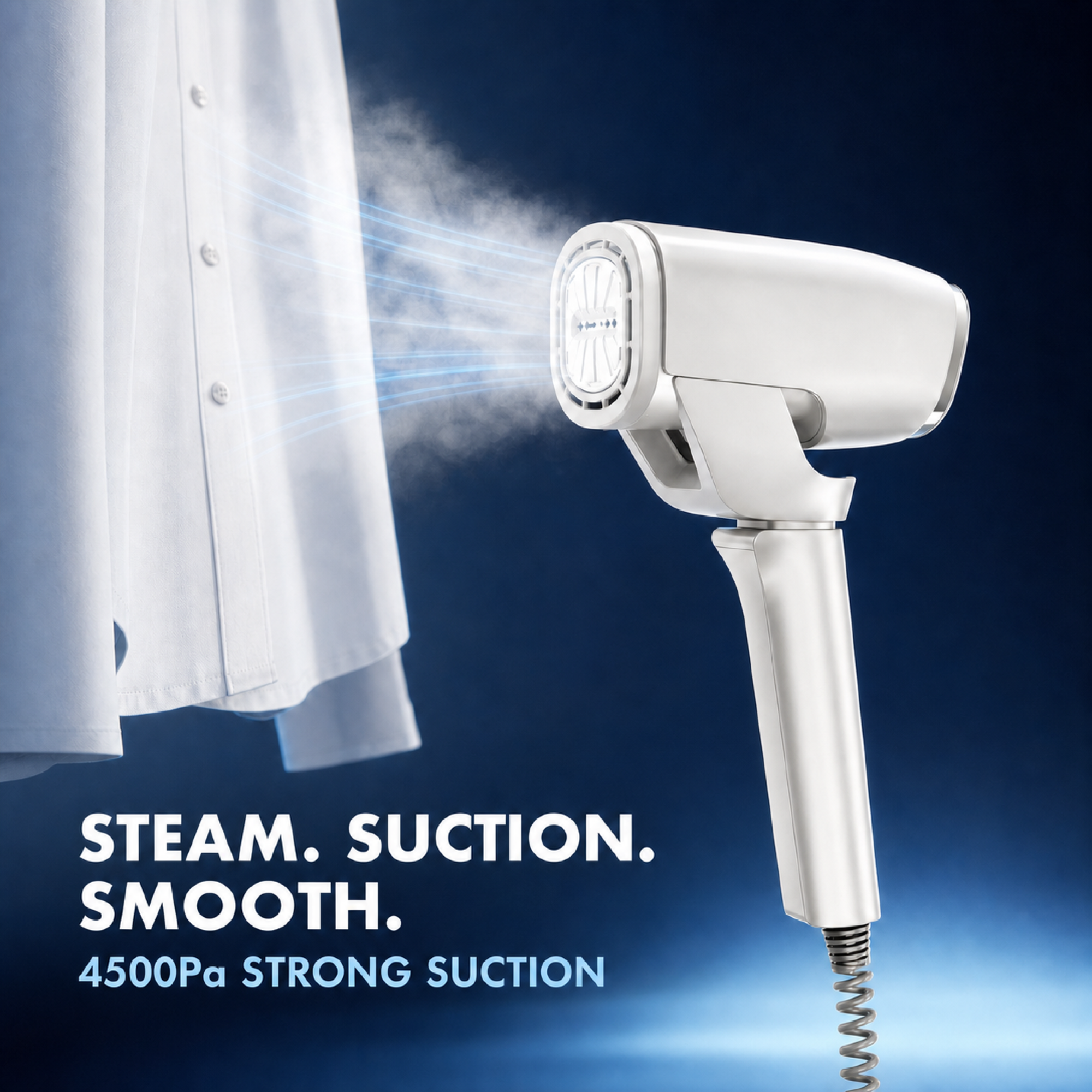 DS-SI 002 applying steam and active suction to a white shirt